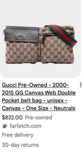 GUCCI BELT BAG GG WEB DOUBLE POCKET IN MONOGRAM