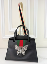 GUCCI CRYSTAL BUTTERFLY STRIPE TOP HANDLE LIMITED EDITION
