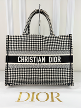 DIOR HOUNDSTOOTH EMBROIDERED MEDIUM BOOK TOTE