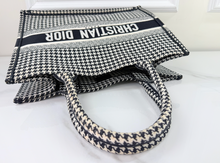 DIOR HOUNDSTOOTH EMBROIDERED MEDIUM BOOK TOTE