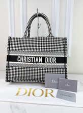 DIOR HOUNDSTOOTH EMBROIDERED MEDIUM BOOK TOTE
