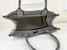 DIOR HOUNDSTOOTH EMBROIDERED MEDIUM BOOK TOTE