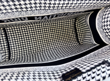 DIOR HOUNDSTOOTH EMBROIDERED MEDIUM BOOK TOTE