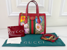 GUCCI OPHIDIA GG FLORA WEB SMALL TOP HANDLE TOTE