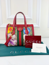 GUCCI OPHIDIA GG FLORA WEB SMALL TOP HANDLE TOTE