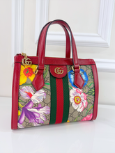 GUCCI OPHIDIA GG FLORA WEB SMALL TOP HANDLE TOTE