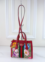 GUCCI OPHIDIA GG FLORA WEB SMALL TOP HANDLE TOTE