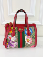 GUCCI OPHIDIA GG FLORA WEB SMALL TOP HANDLE TOTE