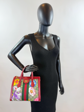 GUCCI OPHIDIA GG FLORA WEB SMALL TOP HANDLE TOTE