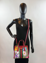 GUCCI OPHIDIA GG FLORA WEB SMALL TOP HANDLE TOTE