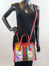 GUCCI OPHIDIA GG FLORA WEB SMALL TOP HANDLE TOTE