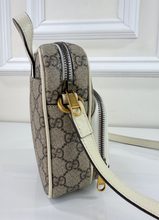 GUCCI OPHIDIA MINI DOUBLE ZIP MESSENGER (MYSTIC WHITE)