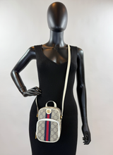GUCCI OPHIDIA MINI DOUBLE ZIP MESSENGER (MYSTIC WHITE)