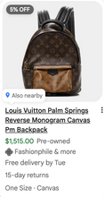 LOUIS VUITTON PALM SPRINGS BACKPACK PM REVERSE MONOGRAM