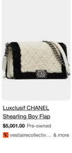 CHANEL SHEARLING QUILTED BOY MEDIUM FLAP BAG (BLACK AND CREAM)