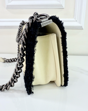 CHANEL SHEARLING QUILTED BOY MEDIUM FLAP BAG (BLACK AND CREAM)