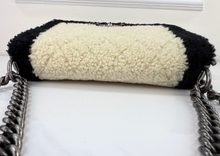 CHANEL SHEARLING QUILTED BOY MEDIUM FLAP BAG (BLACK AND CREAM)