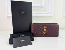 YSL ZIP AROUND WALLET BORDEAUX