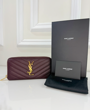 YSL ZIP AROUND WALLET BORDEAUX