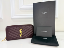 YSL ZIP AROUND WALLET BORDEAUX