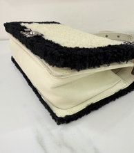 CHANEL SHEARLING QUILTED BOY MEDIUM FLAP BAG (BLACK AND CREAM)