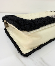 CHANEL SHEARLING QUILTED BOY MEDIUM FLAP BAG (BLACK AND CREAM)