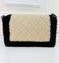 CHANEL SHEARLING QUILTED BOY MEDIUM FLAP BAG (BLACK AND CREAM)