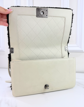 CHANEL SHEARLING QUILTED BOY MEDIUM FLAP BAG (BLACK AND CREAM)