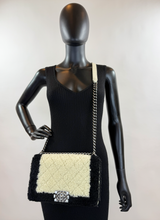 CHANEL SHEARLING QUILTED BOY MEDIUM FLAP BAG (BLACK AND CREAM)
