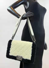CHANEL SHEARLING QUILTED BOY MEDIUM FLAP BAG (BLACK AND CREAM)
