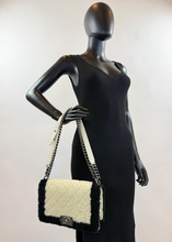CHANEL SHEARLING QUILTED BOY MEDIUM FLAP BAG (BLACK AND CREAM)