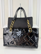 CHANEL PATENT PERFORATED CC SHOPPING TOTE + POUCH