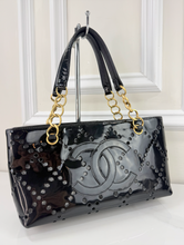 CHANEL PATENT PERFORATED CC SHOPPING TOTE + POUCH