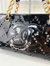 CHANEL PATENT PERFORATED CC SHOPPING TOTE + POUCH