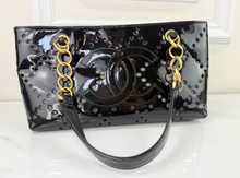 CHANEL PATENT PERFORATED CC SHOPPING TOTE + POUCH