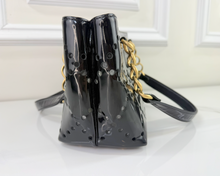 CHANEL PATENT PERFORATED CC SHOPPING TOTE + POUCH