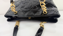 CHANEL PATENT PERFORATED CC SHOPPING TOTE + POUCH