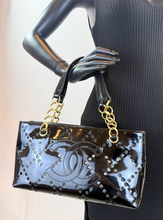 CHANEL PATENT PERFORATED CC SHOPPING TOTE + POUCH