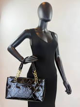 CHANEL PATENT PERFORATED CC SHOPPING TOTE + POUCH