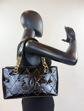 CHANEL PATENT PERFORATED CC SHOPPING TOTE + POUCH