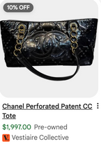 CHANEL PATENT PERFORATED CC SHOPPING TOTE + POUCH
