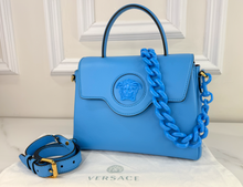 VERSACE LA MEDUSA MEDIUM TOP HANDLE LIMITED EDITION BLUE