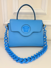 VERSACE LA MEDUSA MEDIUM TOP HANDLE LIMITED EDITION BLUE