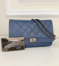 CHANEL BOY WALLET ON CHAIN LAMBSKIN IN NAVY