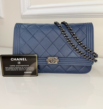 CHANEL BOY WALLET ON CHAIN LAMBSKIN IN NAVY