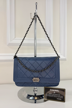 CHANEL BOY WALLET ON CHAIN LAMBSKIN IN NAVY