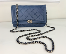 CHANEL BOY WALLET ON CHAIN LAMBSKIN IN NAVY
