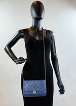 CHANEL BOY WALLET ON CHAIN LAMBSKIN IN NAVY
