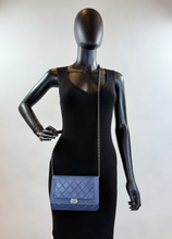 CHANEL BOY WALLET ON CHAIN LAMBSKIN IN NAVY