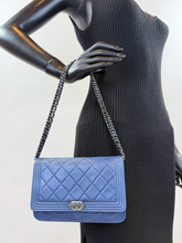 CHANEL BOY WALLET ON CHAIN LAMBSKIN IN NAVY